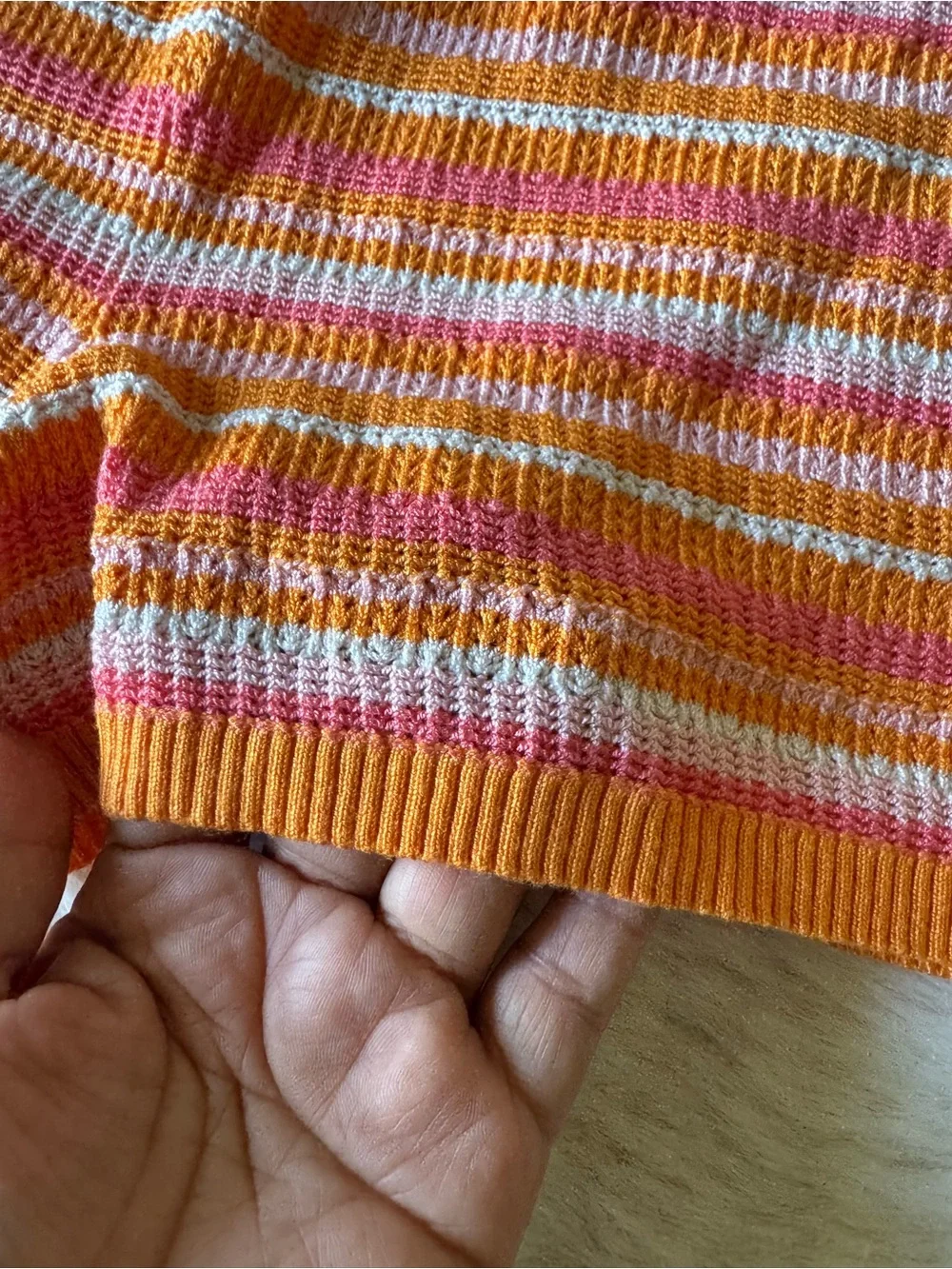 Pink Rose Orange Pink Striped Knit Swim Shorts